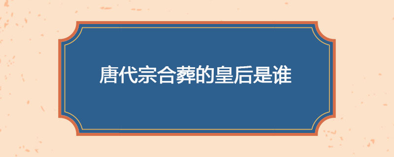 唐代宗合葬的皇后是谁