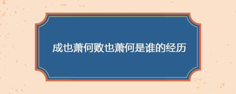 成也萧何败也萧何是谁的经历