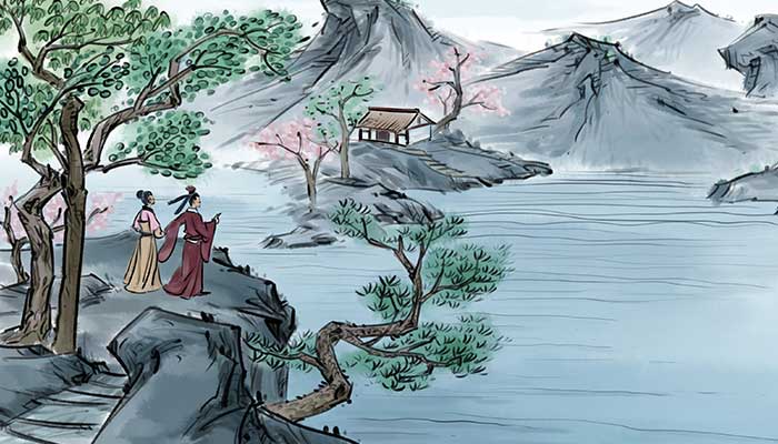 浮天水送无穷树带雨云埋一半山的意思是什么