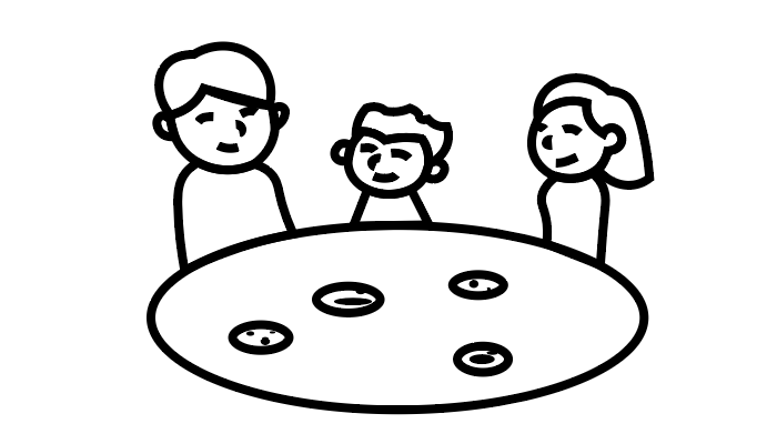 全家一起吃团圆饭绘画