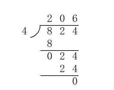 824除以4的竖式怎么写
