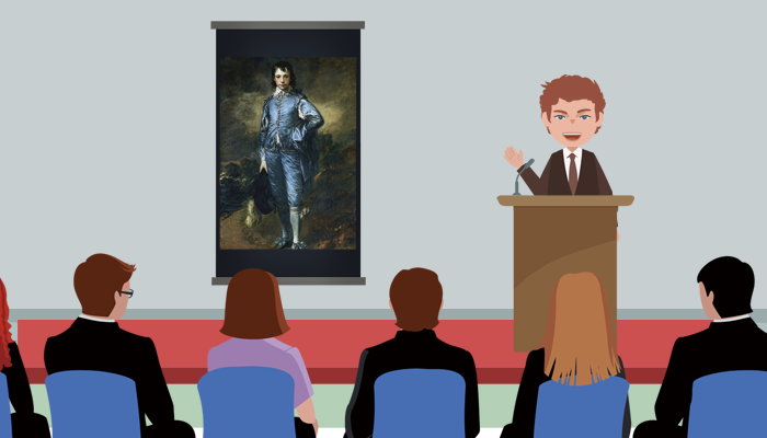 蓝衣少年油画赏析