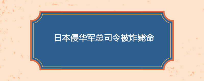 1932年4月29日 日本侵华军总司令被炸毙命